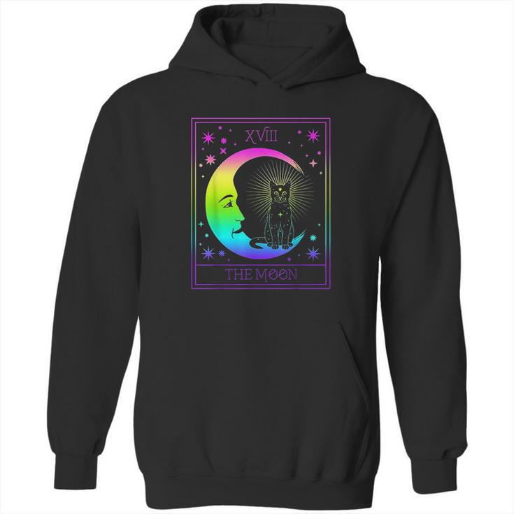 Tarot Card Crescent Moon And Cat Pastel Goth Hoodie