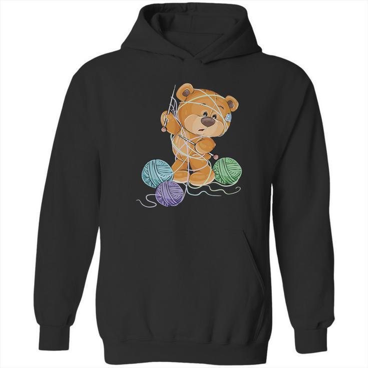 Teddy Bear Tangled In Wool | Funny Knitting Gifts Hoodie