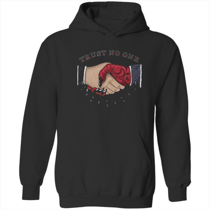 Trust No One American Traditional Tattoo Handshake Hoodie