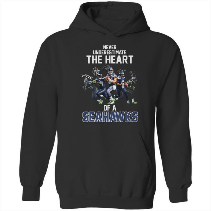 Never Underestimate The Heart Of A Seattle Seahawk Signatures Shirt Hoodie