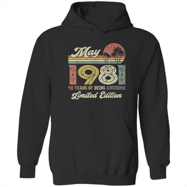 Vintage May 1981 41 Year Old 41Th Birthday Hoodie