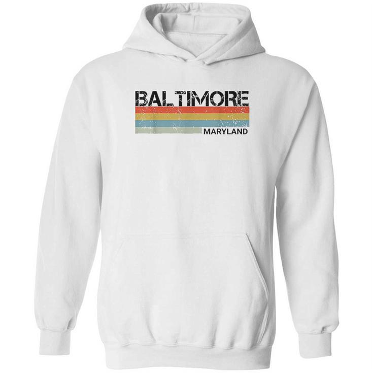 Baltimore Maryland Retro Vintage 80 Stripes Hoodie