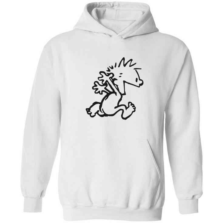 Calvin & Hobbes Comic Running Naked Hoodie