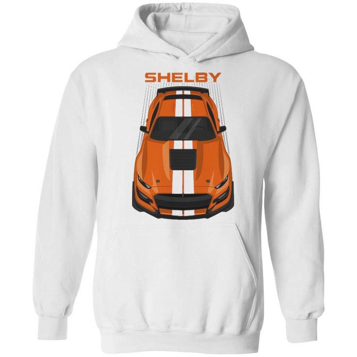 Ford Mustang Shelby Gt500 2020 2021   Twister Orange   White Stripes Hoodie