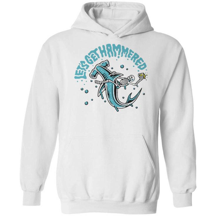 Funny Hammerhead Shark Drinking Pun Lets Get Hammered Party  V2 Hoodie