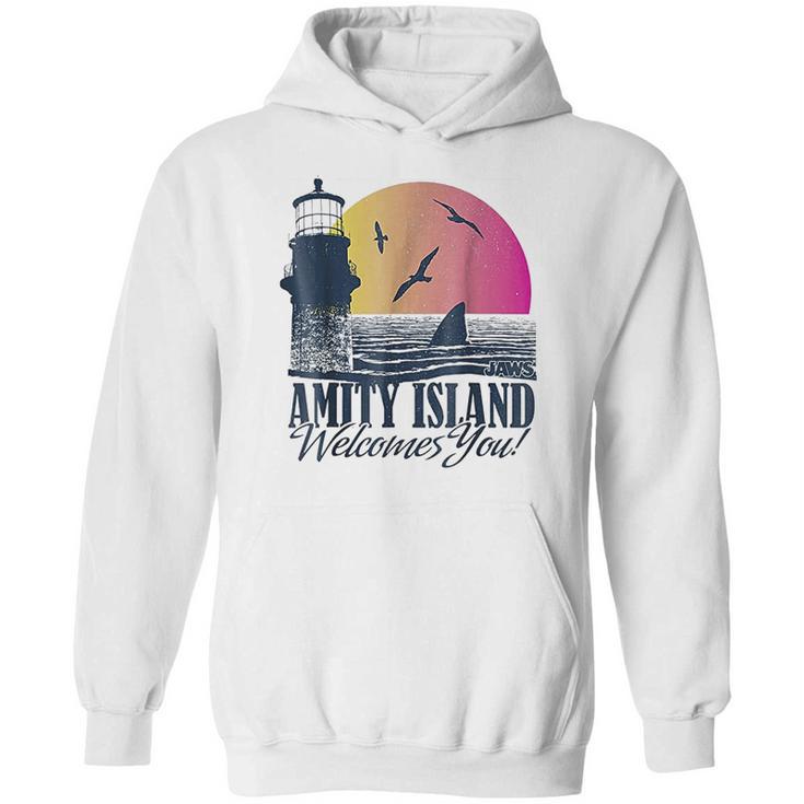 Jaws Sun Set Amity Island Welcomes You Graphic Hoodie