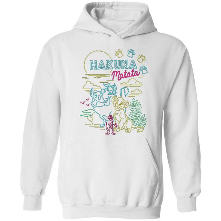 Lion King Neon Outline Group Shot Sketch Hoodie