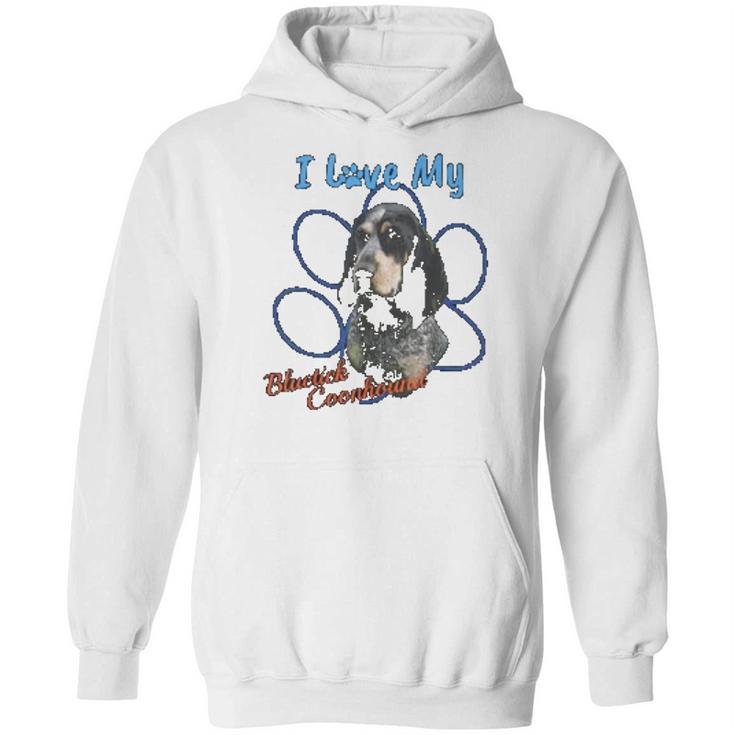 I Love My Bluetick Coonhound Dog Lover Paws Print Hoodie