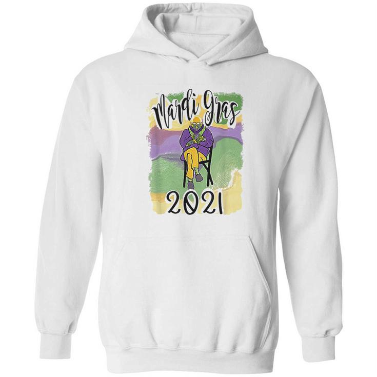 Mardi Gras Cozy Bernie Sanders Sitting Inauguration Funny Hoodie