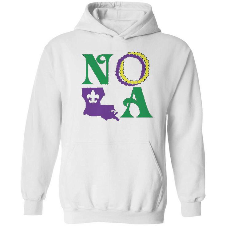 Nola New Orleans Louisiana Mardi Gras Beads Fleur De Lis Lily Hoodie