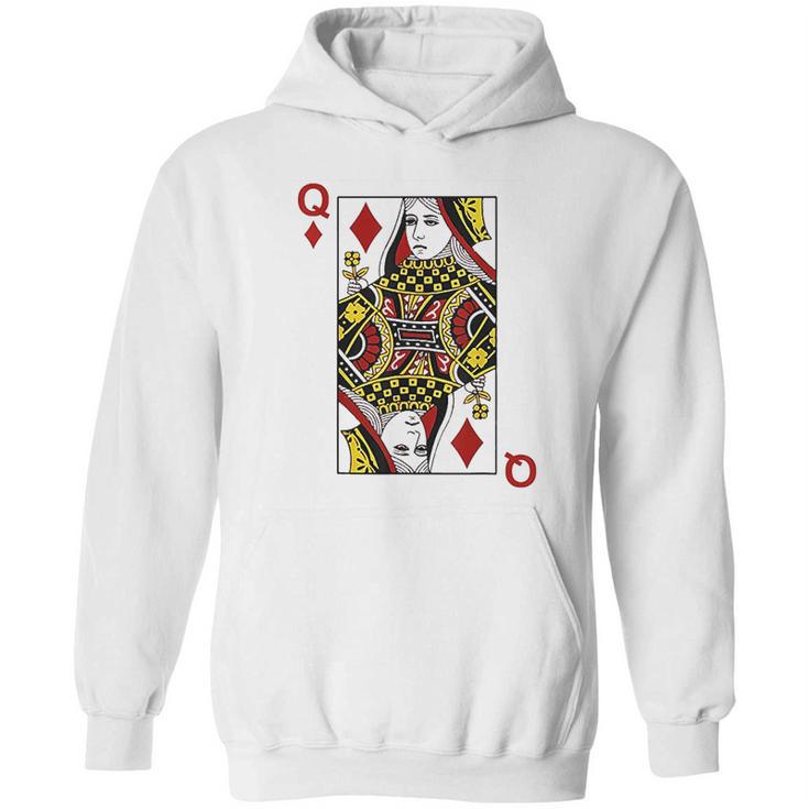 Queen Of Diamond Cards Poker Q Hoodie