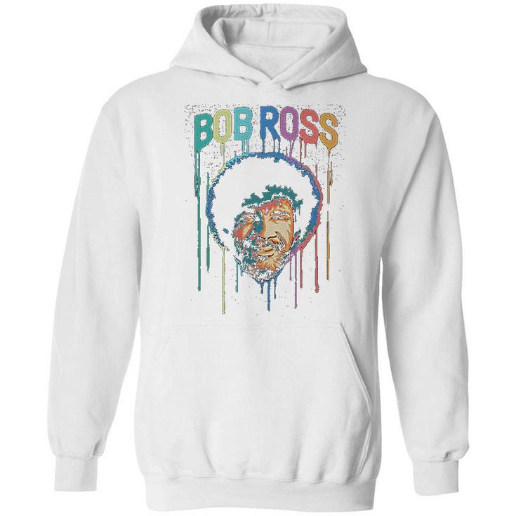 Teelocity Bob Ross Paint Drip Graphic Hoodie