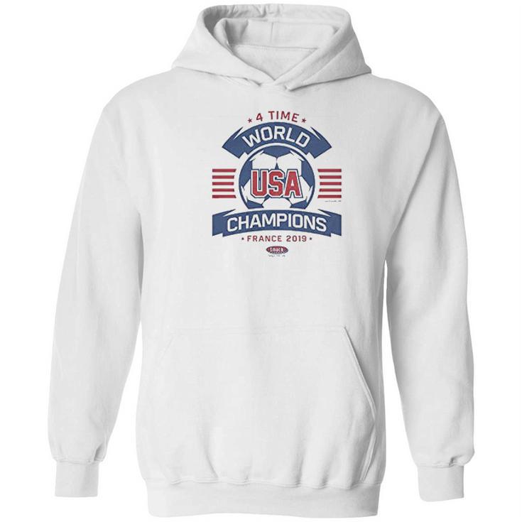 Us Soccer Fans 4 Time World Champs Soft Style Hoodie