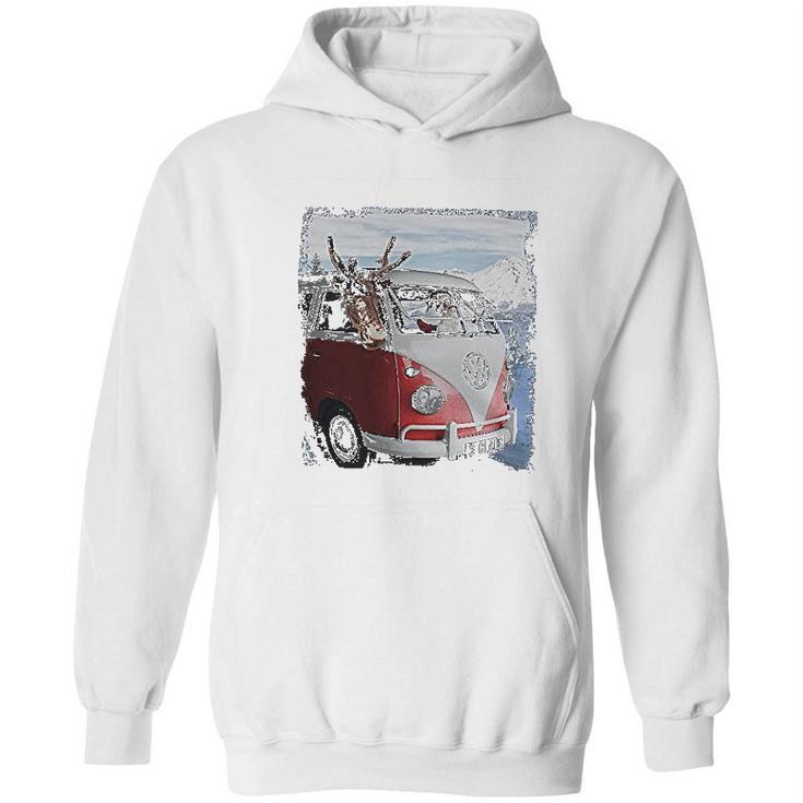 Volkswagen Santa And Reindeer Camper Van Hoodie