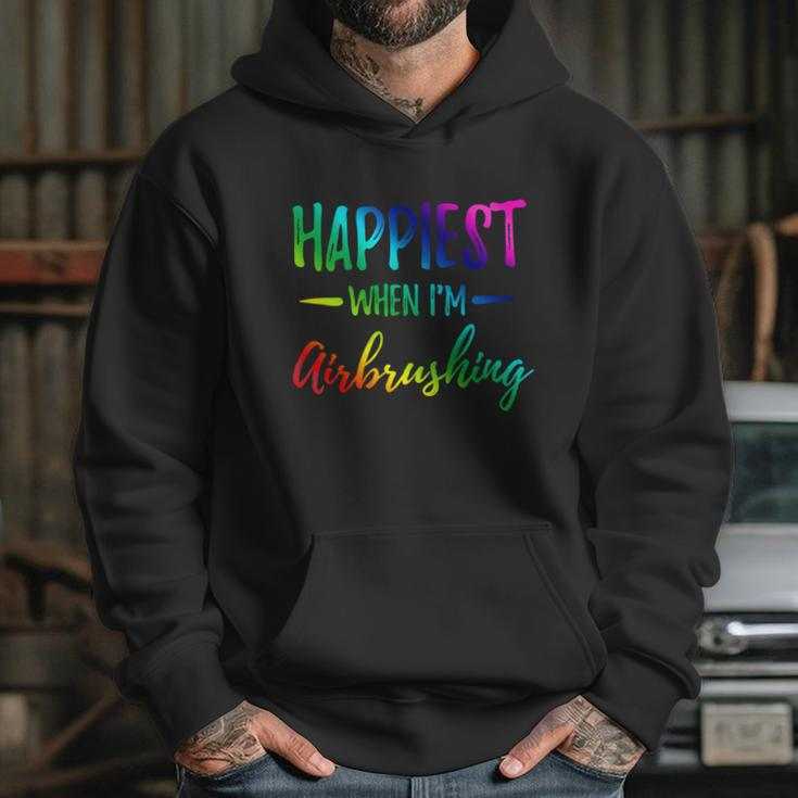 Airbrushing Happiest Funny Artist Gift Idea Cool Gift Graphic Design Printed Casual Daily Basic Hoodie Gifts for Her