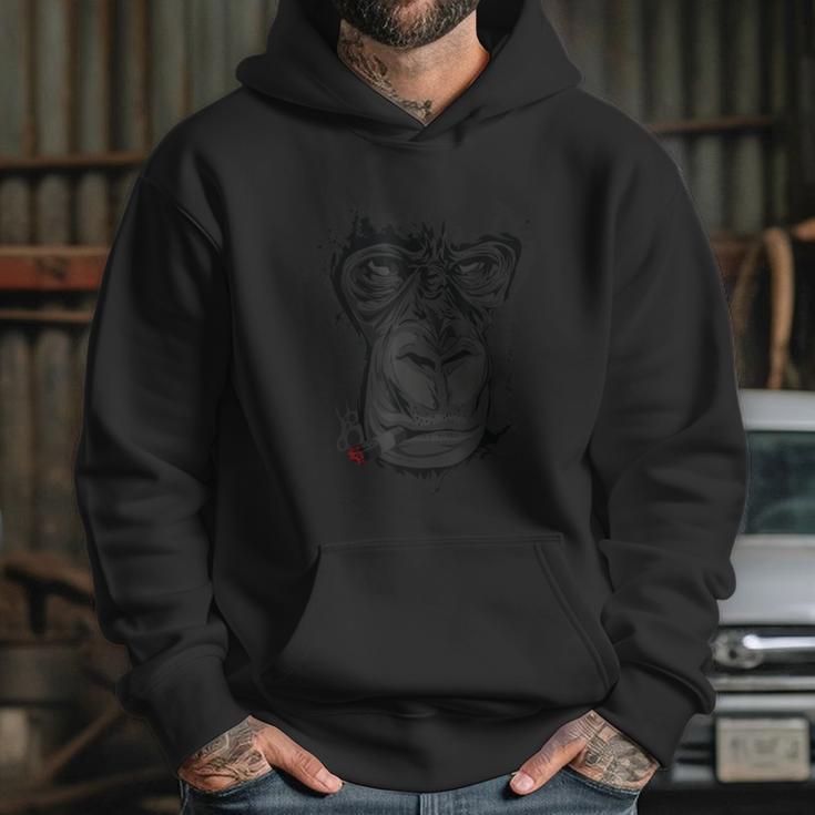 Angry Gorilla Graphic Ape Cigar Smoking Monkey Hoodie Gifts for Her