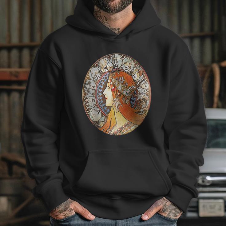 Art Nouveau Zodiac Signs Gypsy Fortune Teller Alphonse Mucha Hoodie Gifts for Her