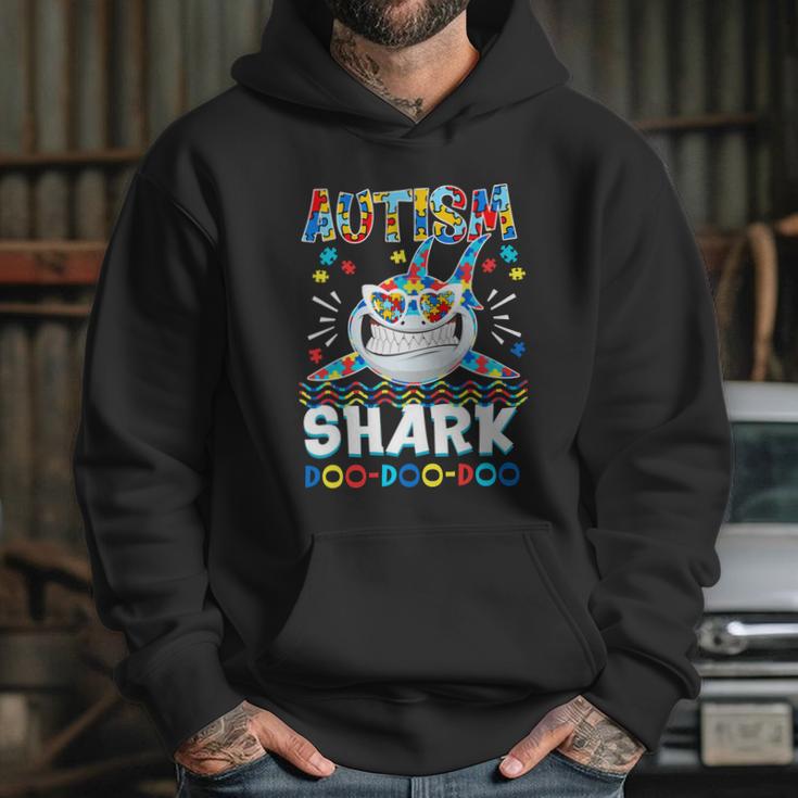 Autism Shark Doo Doo Doo Autism Awareness Puzzle Pieces Graphic Design Printed Casual Daily Basic Hoodie Gifts for Her