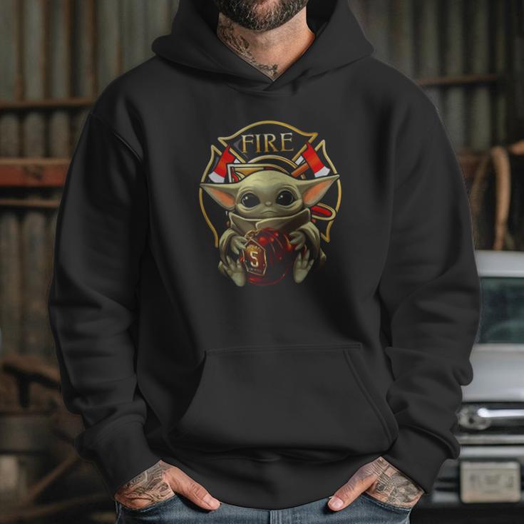 Baby Yoda Hug Flaptatn Fire Reside Hoodie Gifts for Her