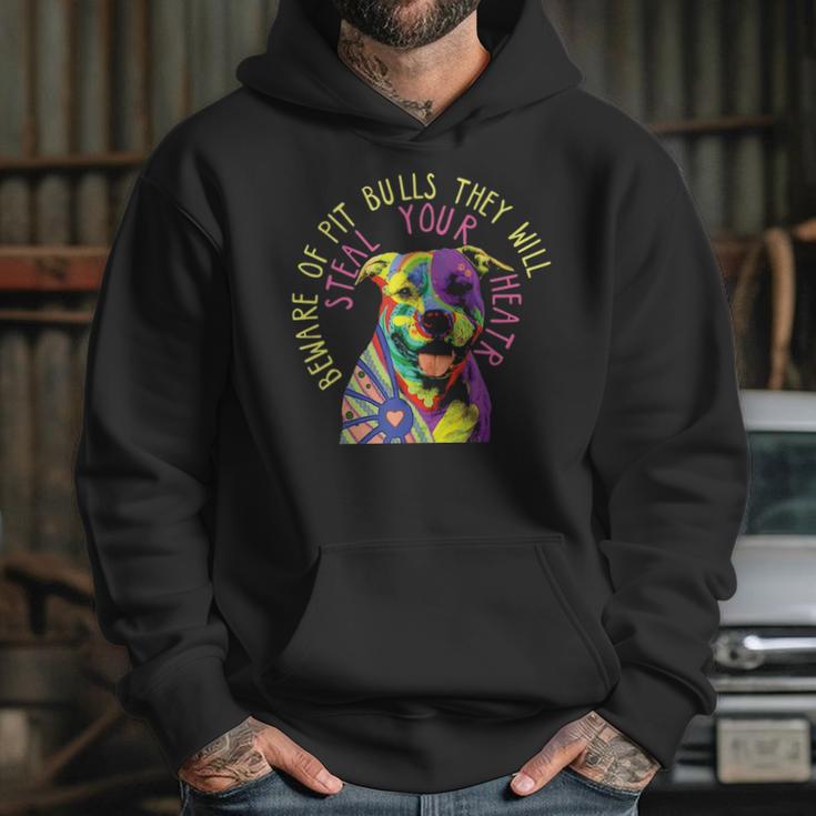 Beware Of Pit Bulls They Will Steal Your Heart Pitbull Hoodie Gifts for Her