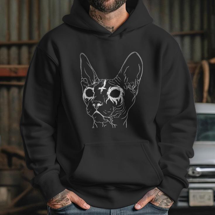 Black Metal Sphynx Cat Goth And Death Metal Hoodie Gifts for Her