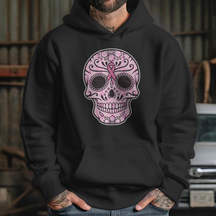 Breast Cancer Sugar Skull Day Of The Dead Dia De Los Muertos Hoodie Gifts for Her