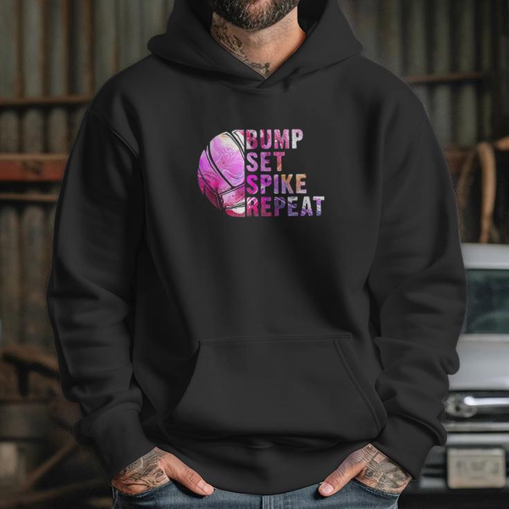 Bump Set Spike Repeat Volleyball Lover Athlete Sports Gift Hoodie Gifts for Her