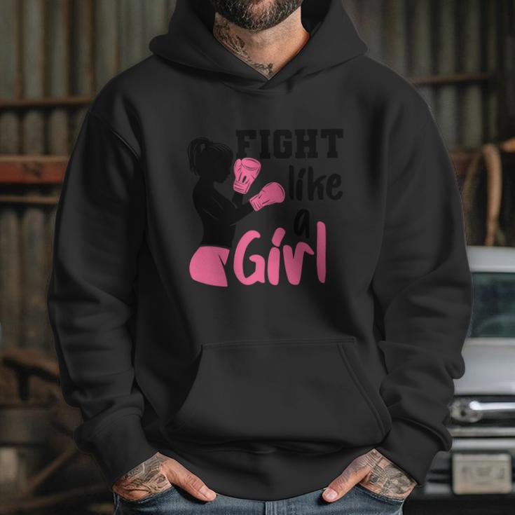 Cancer Fight Like A Girl Pink Ribbon Breast Cancer Graphic Design Printed Casual Daily Basic Hoodie Gifts for Her