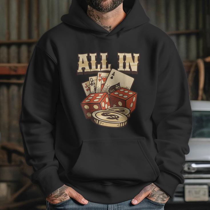 All In Card Game Playing Cards Poker Player Gambling Casino Graphic Design Printed Casual Daily Basic Hoodie Gifts for Her