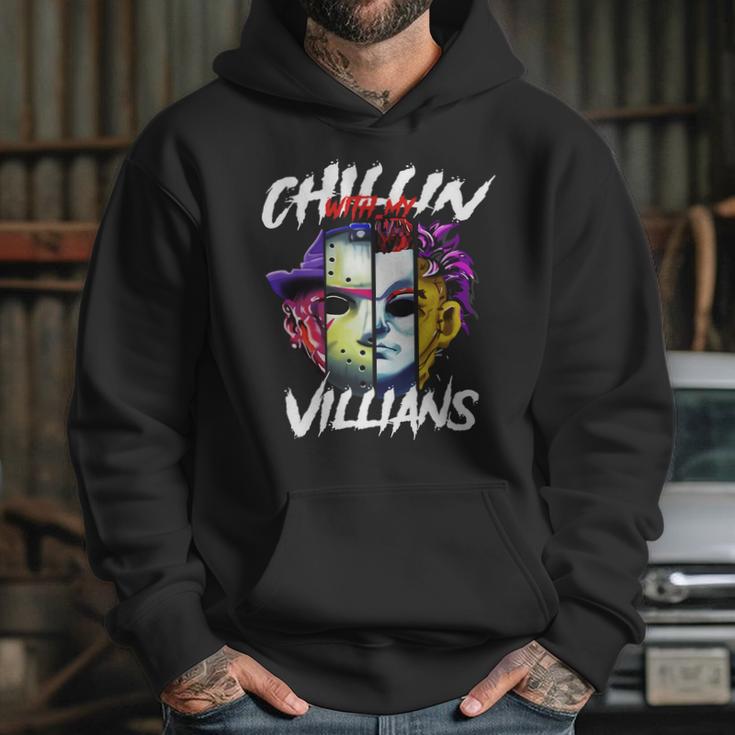 Chillin With My Villains Horror Movie Funny Hoodie Gifts for Her