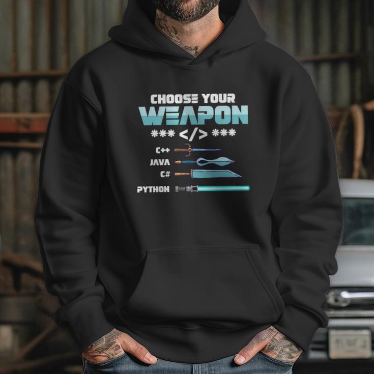 Choose Your Weapon C Java Python C Programmers Gift Graphic Design Printed Casual Daily Basic Hoodie Gifts for Her