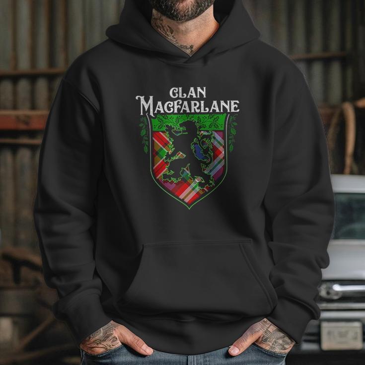 Clan Macfarlane Surname Scottish Tartan Lion Rampant Crest Hoodie Gifts for Her