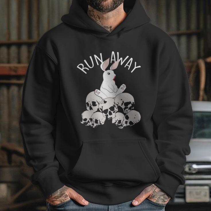 Cute Halloween Funny Halloween Day Run Away Bloody Bunny Skeleton Hoodie Gifts for Her