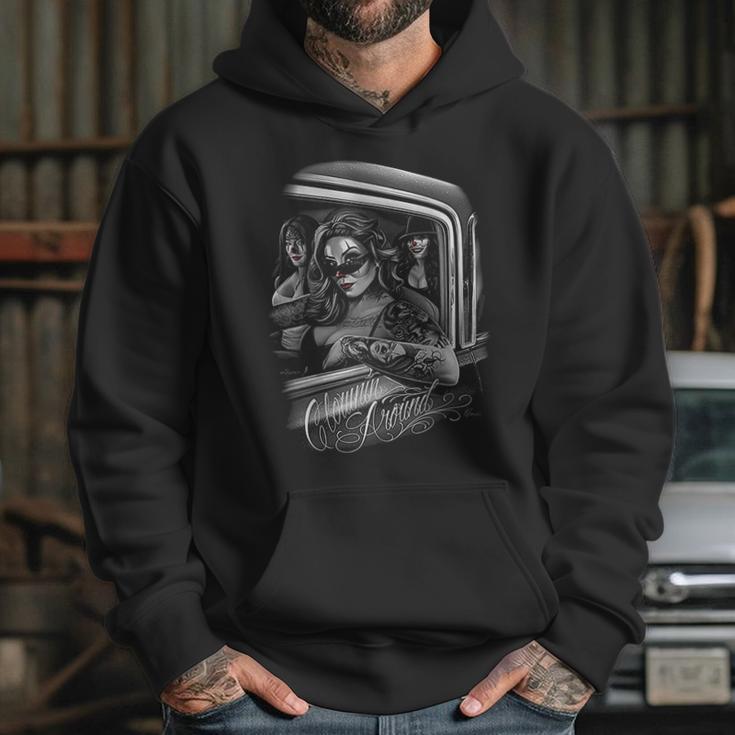 David Gonzales Clowning Around Chola Lowrider Chicano Dga Art Hoodie Gifts for Her