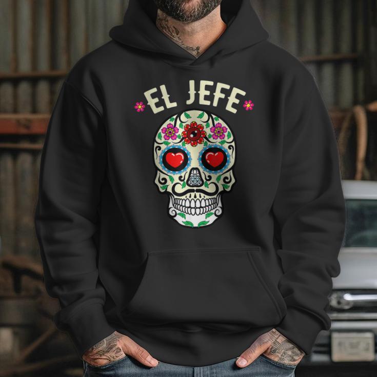 Day Of The Dead Mexico El Jefe Boss Sugar Skull Halloween Hoodie Gifts for Her