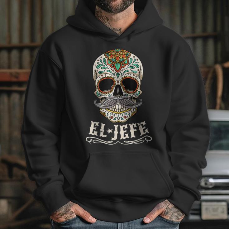 Day Of The Dead Mexico El Jefe Boss Sugar Skull Halloween Hoodie Gifts for Her