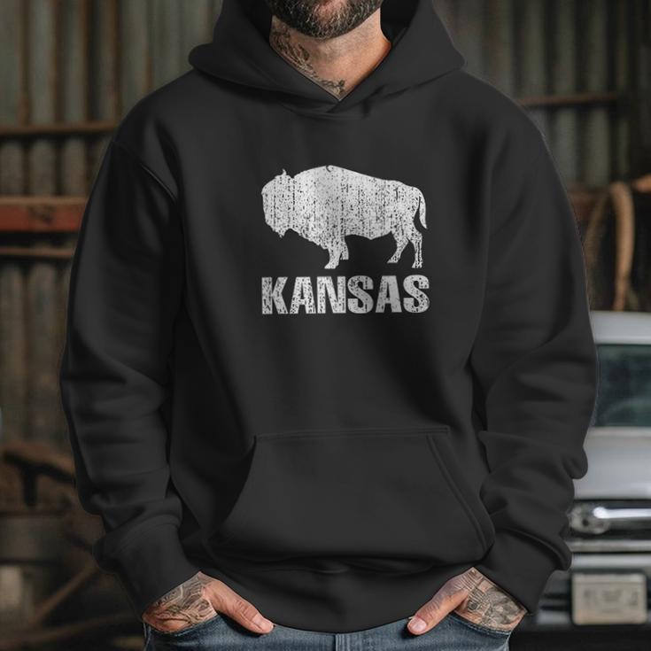 Distressed Kansas State And American Buffalo Bison Hoodie Gifts for Her