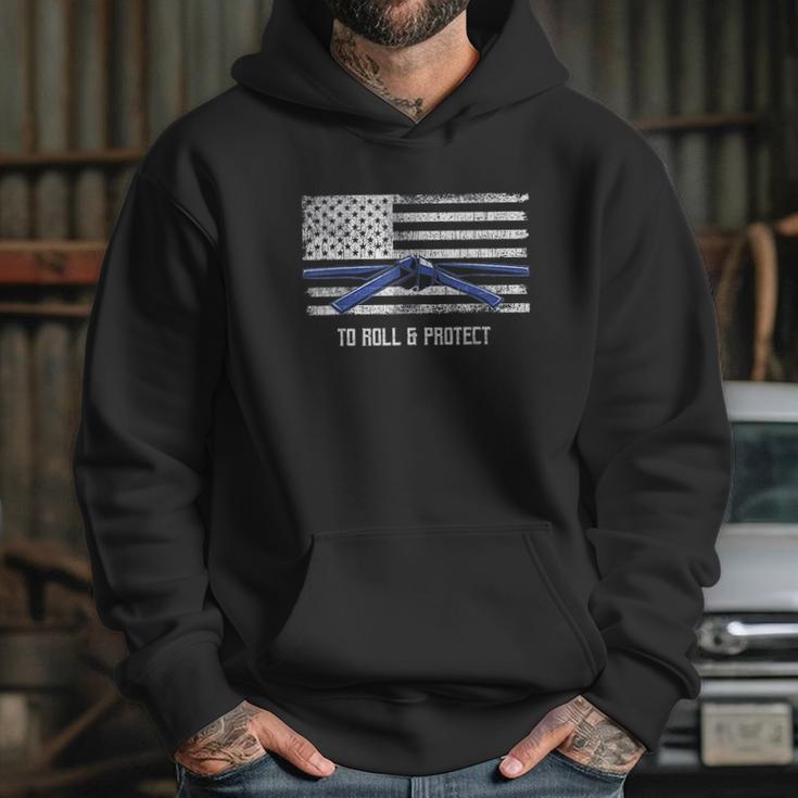 Distressed Police Thin Blue Line Jiu Jitsu Hoodie Gifts for Her