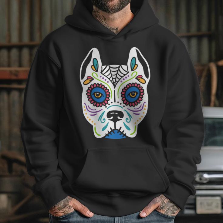 Dog Sugar Skull Dia De Los Muertos Pit Bull Day Of The Dead Hoodie Gifts for Her