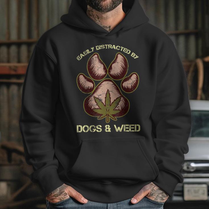 Easily Distracted By Dogs And Weed Pot Leaf Lover Dog Lover Hoodie Gifts for Her