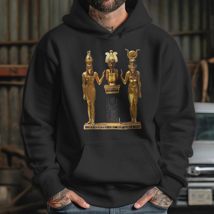 Egyptian Trinity Golden Horus Osiris And Isis Statue Hoodie Gifts for Her