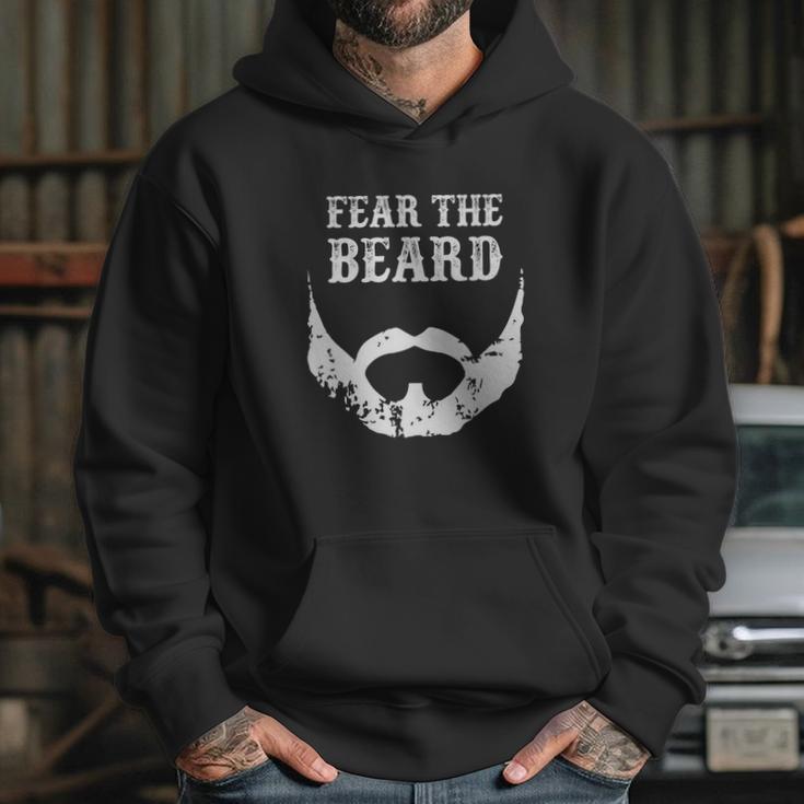 Fear The Beard Tee Distressed Retro Beard &Ampamp Mustache White Hoodie Gifts for Her