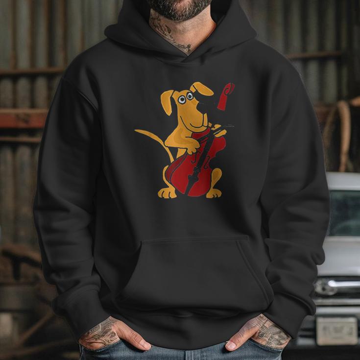 Funny Brown Dog Playing Cello Hoodie Gifts for Her