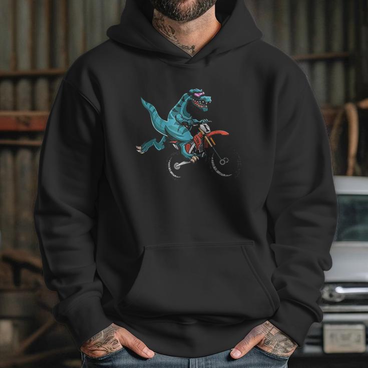 Funny Dino On Dirt Bike Trex Lover Rider Motorcycle Riding Hoodie Gifts for Her