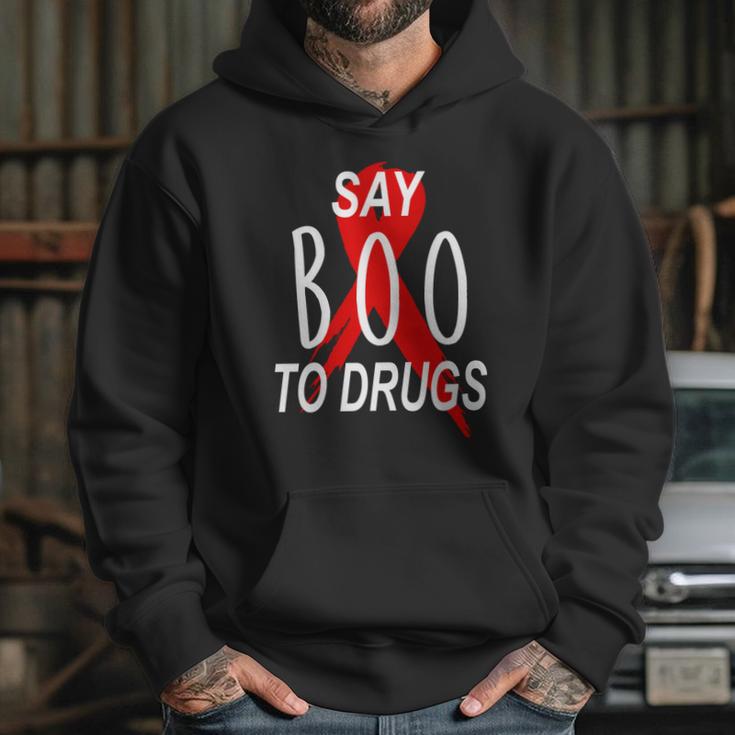 Funny Halloween Say Boo To Drugs Awareness Red Ribbon Hoodie Gifts for Her