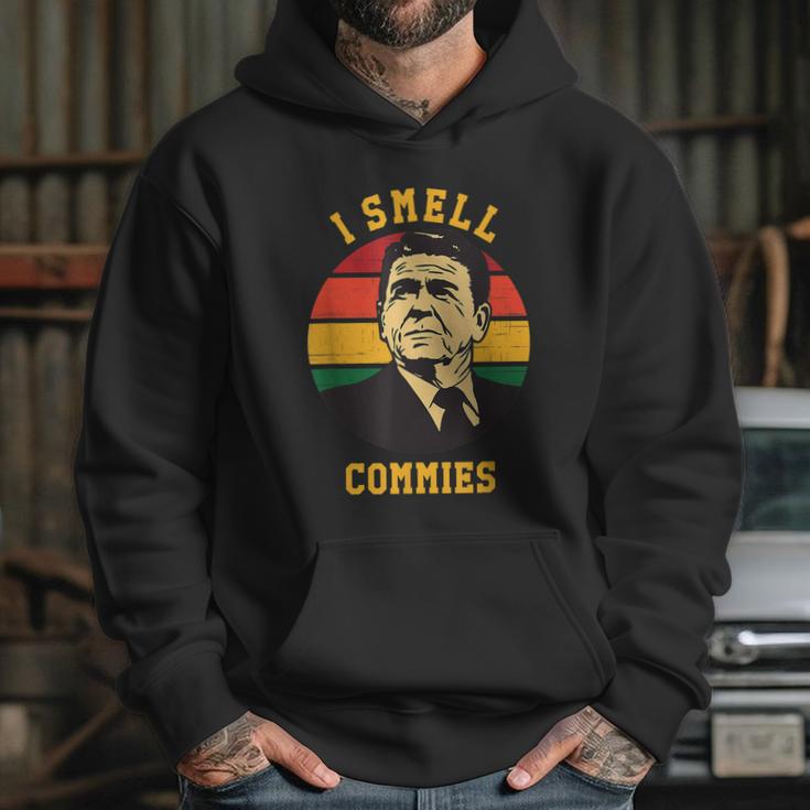 Funny Ronald Reagan Gift I Smell Commies Political Humor Gift Hoodie Gifts for Her