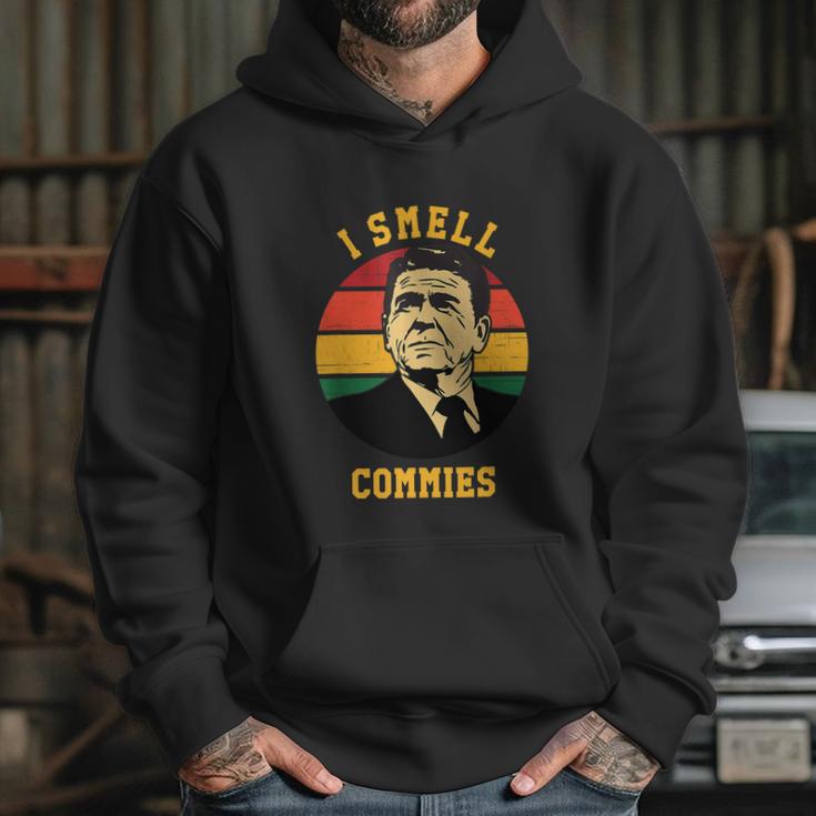 Funny Ronald Reagan I Smell Commies Political Humor Hoodie Gifts for Her