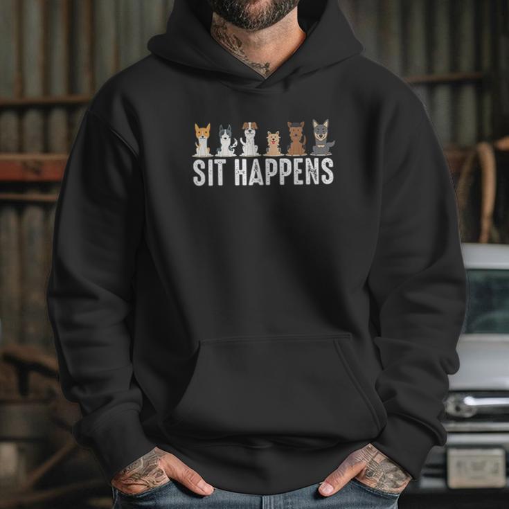 Funny Sit Happens Cool Sitting Dogs Pet Owner Trainer Gift Hoodie Gifts for Her