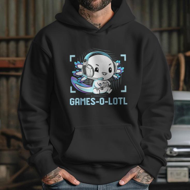 Gamesolotl Axolotl Video Gamer Kawaii Pastel Goth Anime Boys Graphic Design Printed Casual Daily Basic Hoodie Gifts for Her