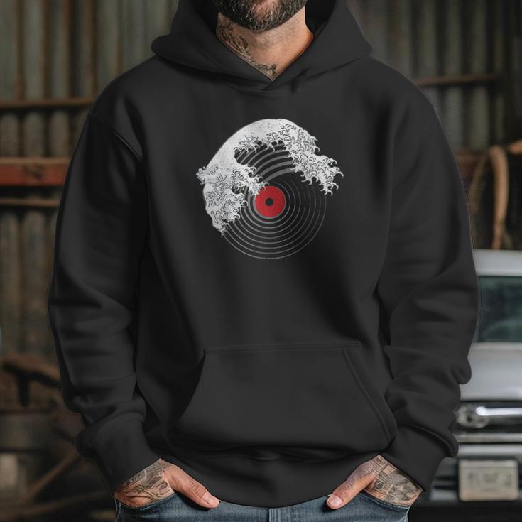 Great Wave Of Music Dj Vinyl Record Turntable Kanagawa Hoodie Gifts for Her